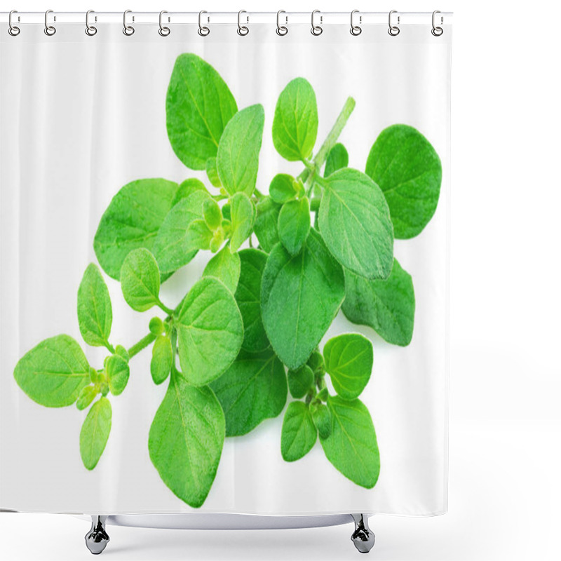 Personality  Fresh Twig Of Oregano Or Marjoram Herb Isolated On White Background. Shower Curtains