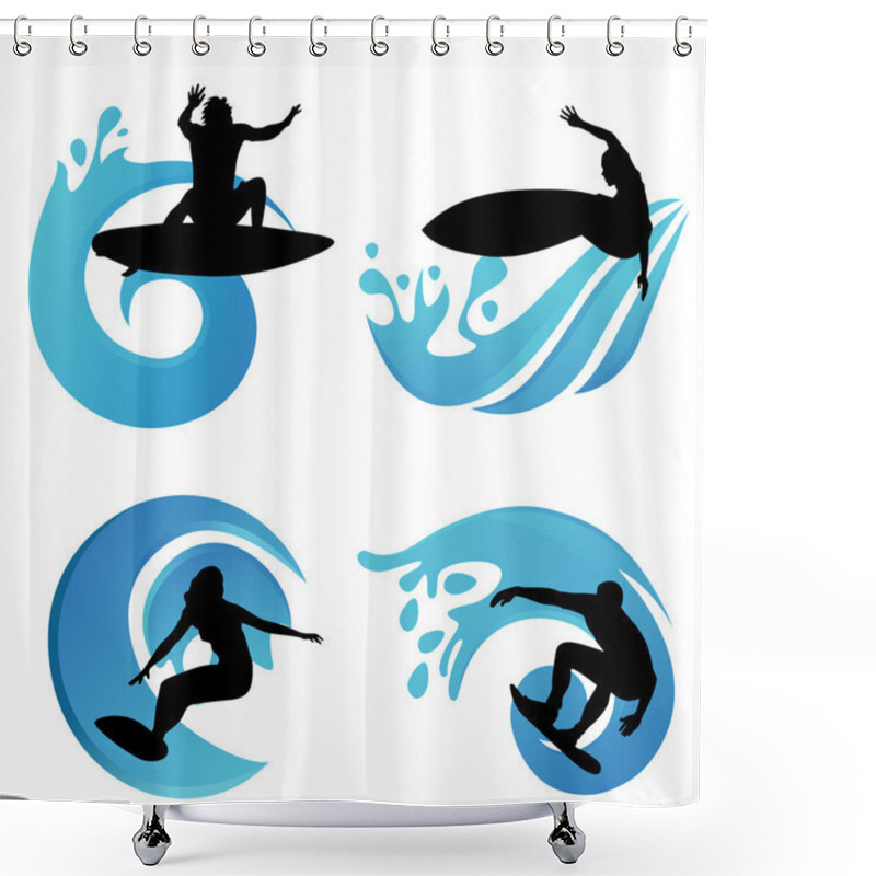 Personality  Surfing Symbols Shower Curtains