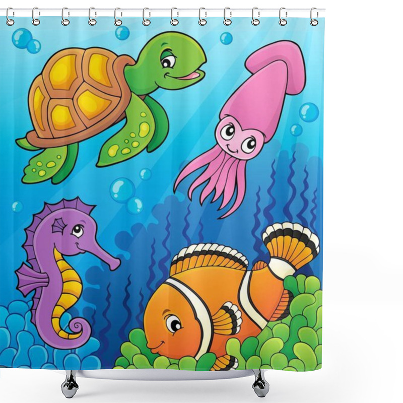 Personality  Sea Life Theme Image 3 - Eps10 Vector Illustration. Shower Curtains