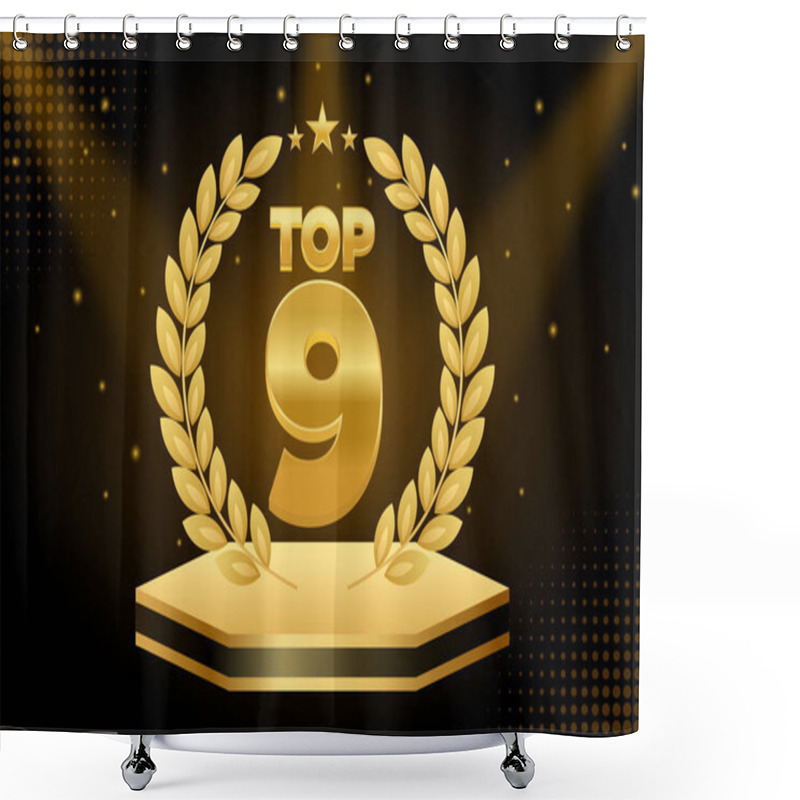 Personality  Luxury Golden Podium With Laurel Wreath And Top 9 Ranking Shower Curtains