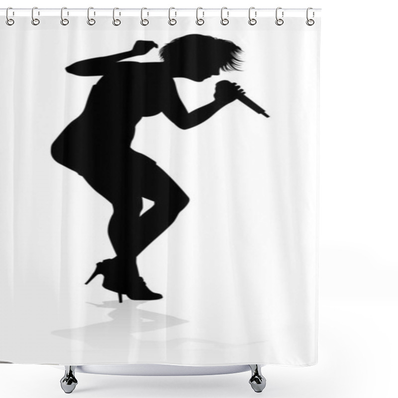 Personality  A Woman Singer Pop, Country Music, Rock Star Or Even Hiphop Rapper Artist Vocalist Singing In Silhouette Shower Curtains