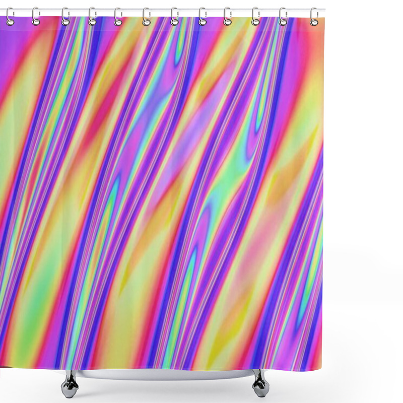 Personality  Vibrant Neon Gradient Waves With Fluid Patterns Shower Curtains