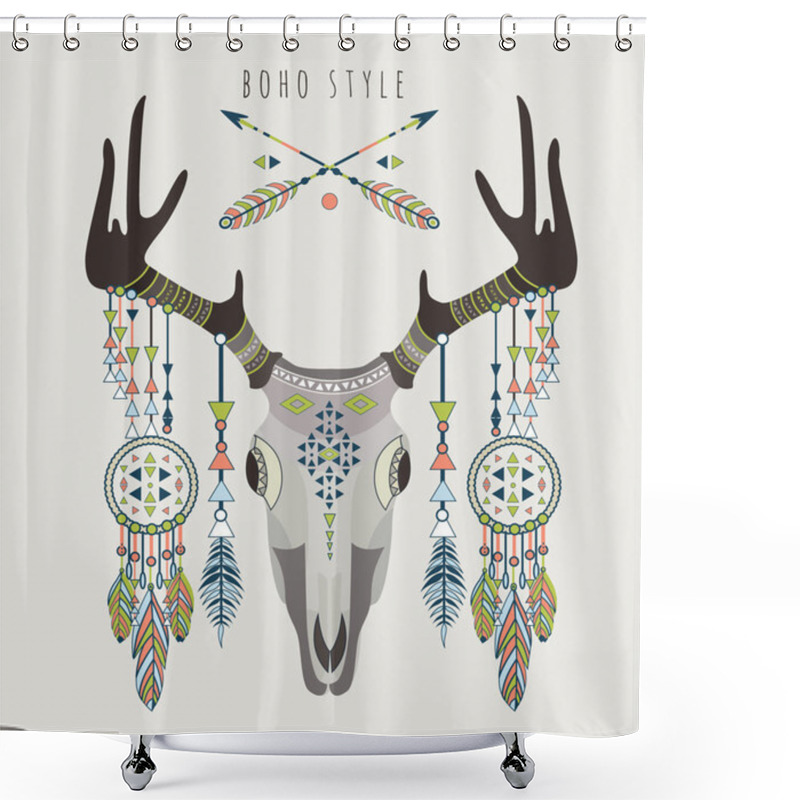 Personality  Vector Illustration Of A Deer Skull. Shower Curtains