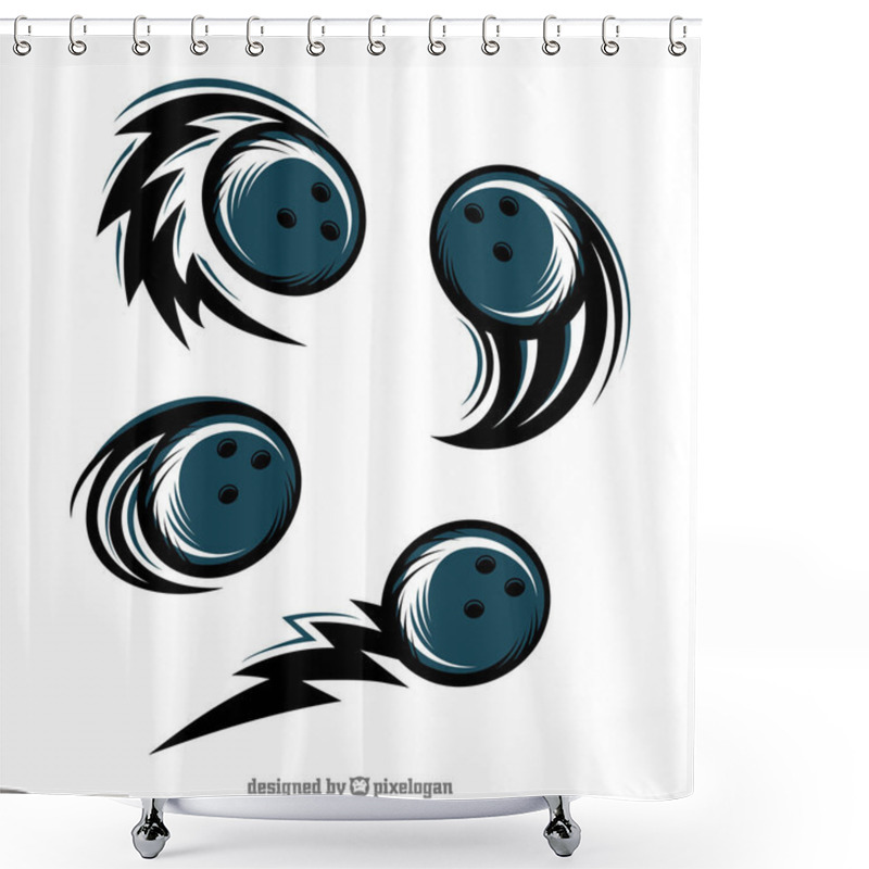 Personality  Bowling Swoosh Set Of 4 Shower Curtains