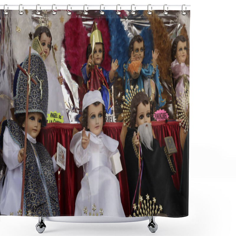 Personality  January 23, 2024, Mexico City, Mexico: Stores Sell God Child With Costumes With Various Themes Prior To The Candelaria Festival In The God Child Square In Mexico City Shower Curtains