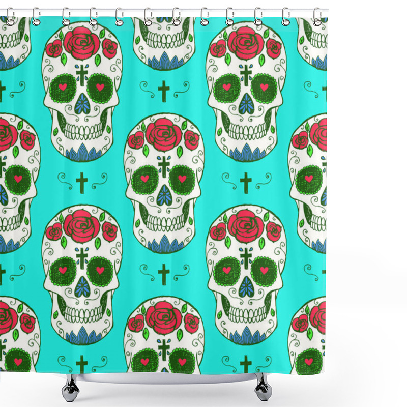 Personality  Sketch Mexican Skull Shower Curtains