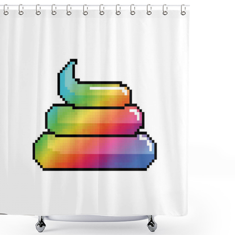 Personality  Shit Unicorn Pixel Art. Rainbow Turd Pixelated. Poop Isolated Shower Curtains