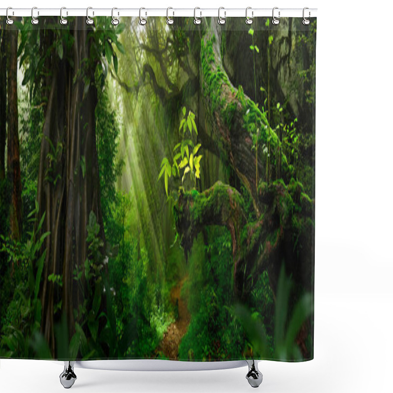 Personality  Tropical Forest Landscape With Lots Of Vegetation Shower Curtains