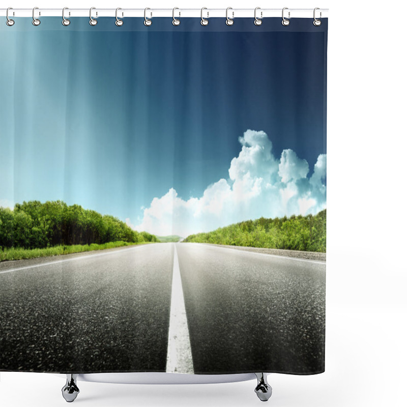 Personality  Road In Forest Shower Curtains