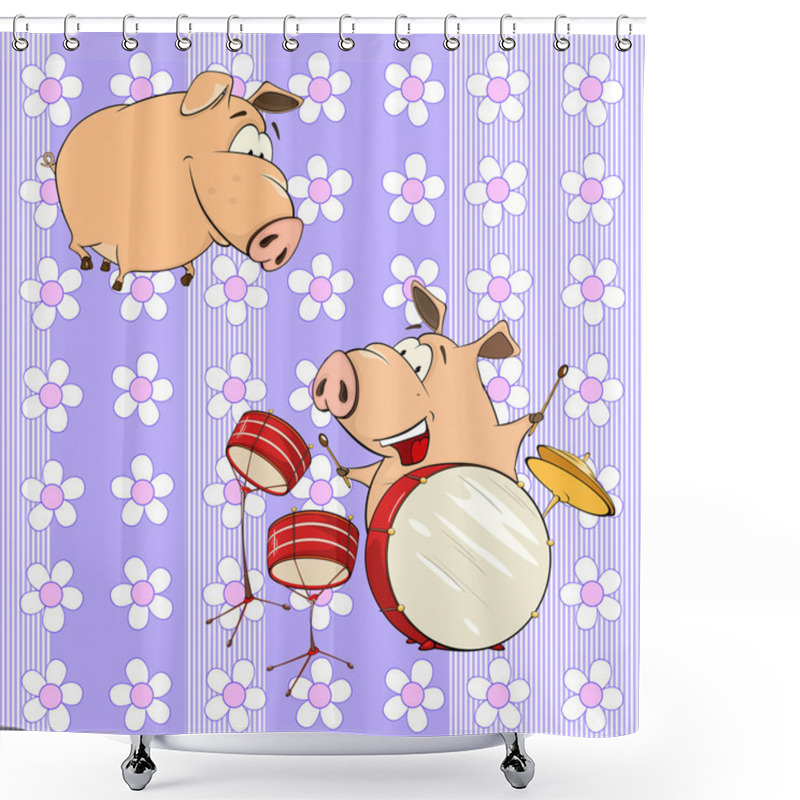 Personality  Funny Cartoon Pigs Shower Curtains