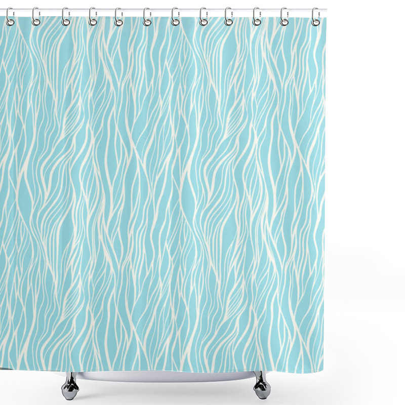 Personality  Seamless Pattern With Doodle Waves Ornament Shower Curtains