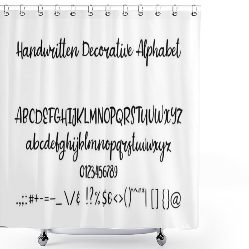 Personality  Decorative Hand Drawn Alphabet. Handwritten Brush Font. Modern Calligraphy ABC. Shower Curtains