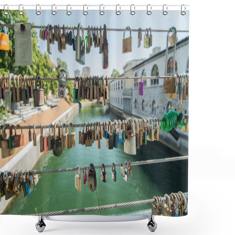 Personality  Mesarski Bridge, Ljubljana, Slovenia Shower Curtains