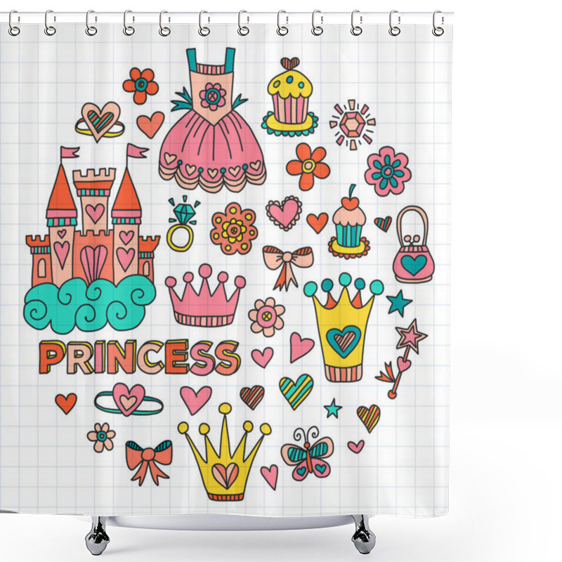 Personality  My Little Princess Hand Drawn Doodle Elements Shower Curtains