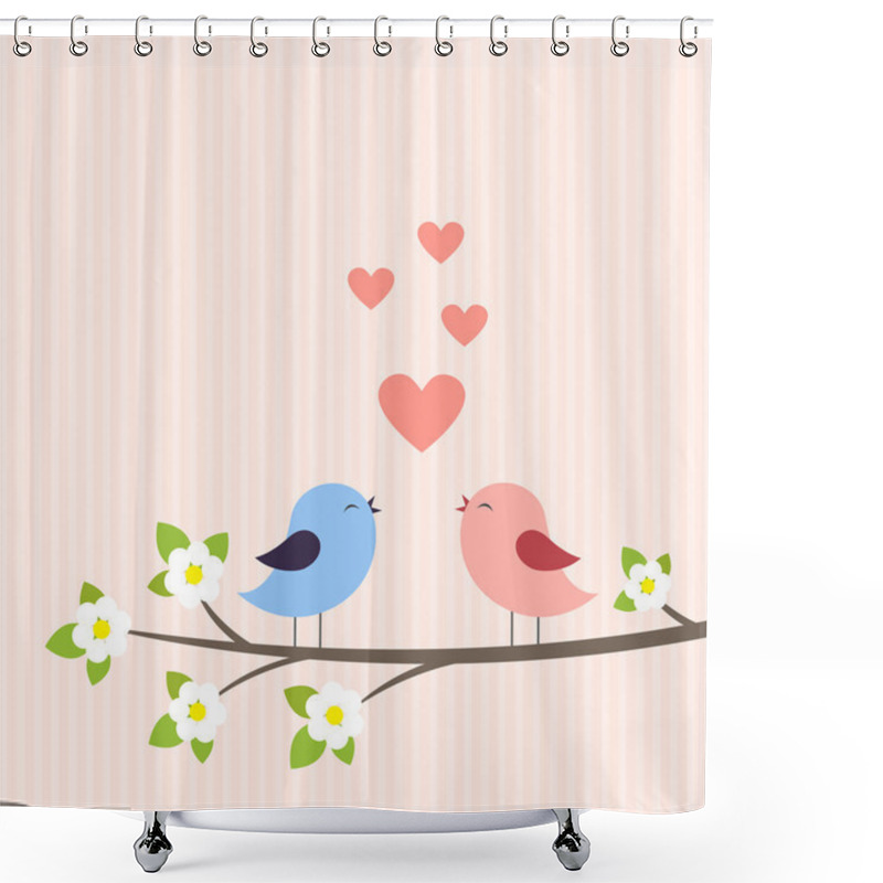 Personality  Couple Of Birds In Love Shower Curtains