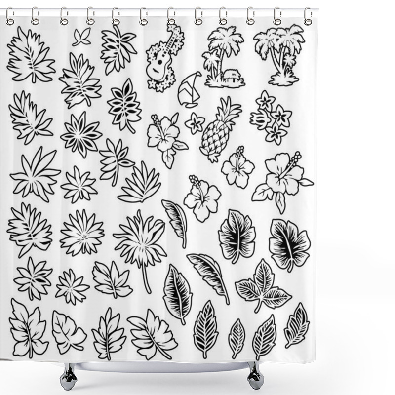 Personality  Tropical Plant Illustration Material, Shower Curtains