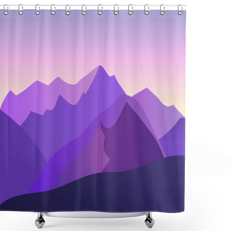 Personality  Mountains. Vector Background With Polygonal Landscape Illustration. Flat Design. Vector Illustration Shower Curtains