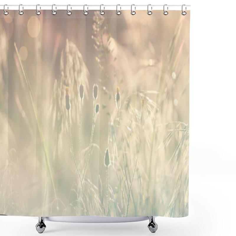 Personality  Beautiful Wild Flowers Growing In Spring Meadow Shower Curtains