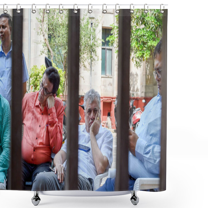 Personality  NEW DELHI, INDIA - APRIL 9,2024: TMC Leaders Derek O'Brien, And Others During A 'dharna' For Their Demands At Mandir Marg Police Station, TMC Leaders Who Were Detained By Delhi Police On Monday While Staging A Dharna Outside The Election Commission's Shower Curtains