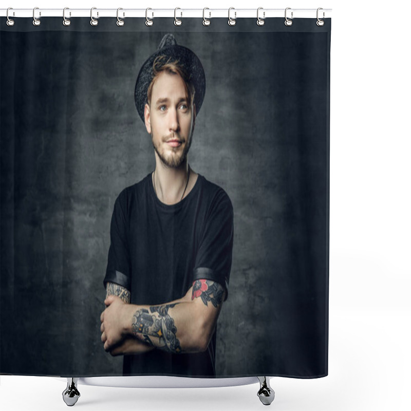 Personality  Male With Crossed Tattooed Arms Shower Curtains