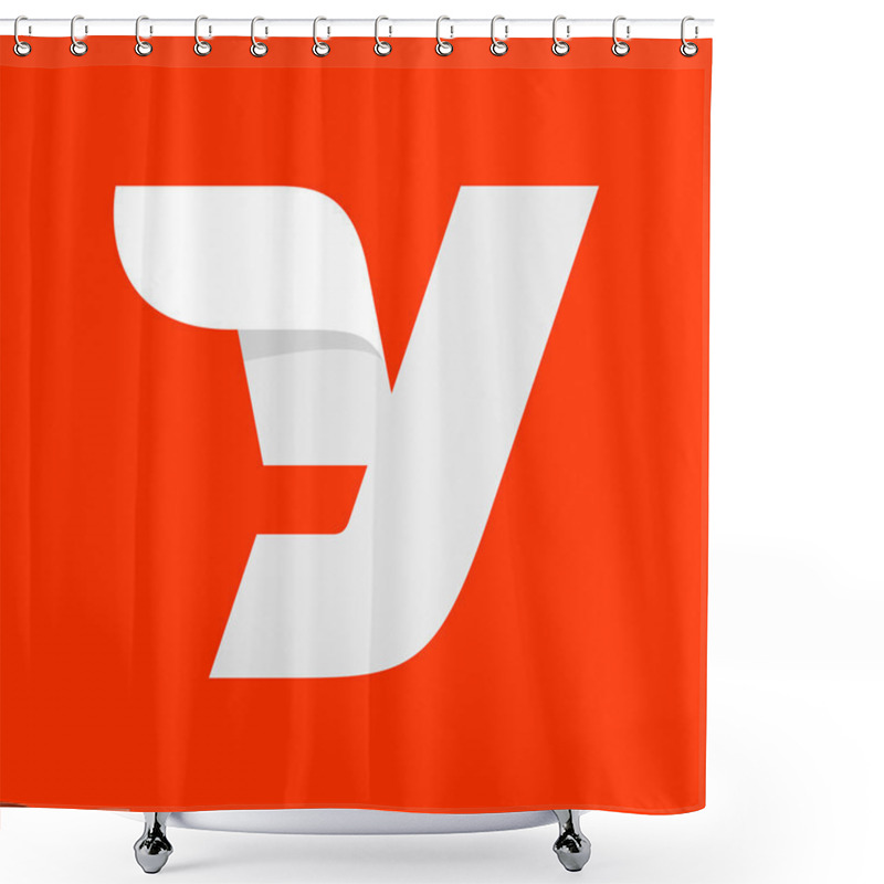 Personality  Y Letter Logo With A Wing On Red. Shower Curtains