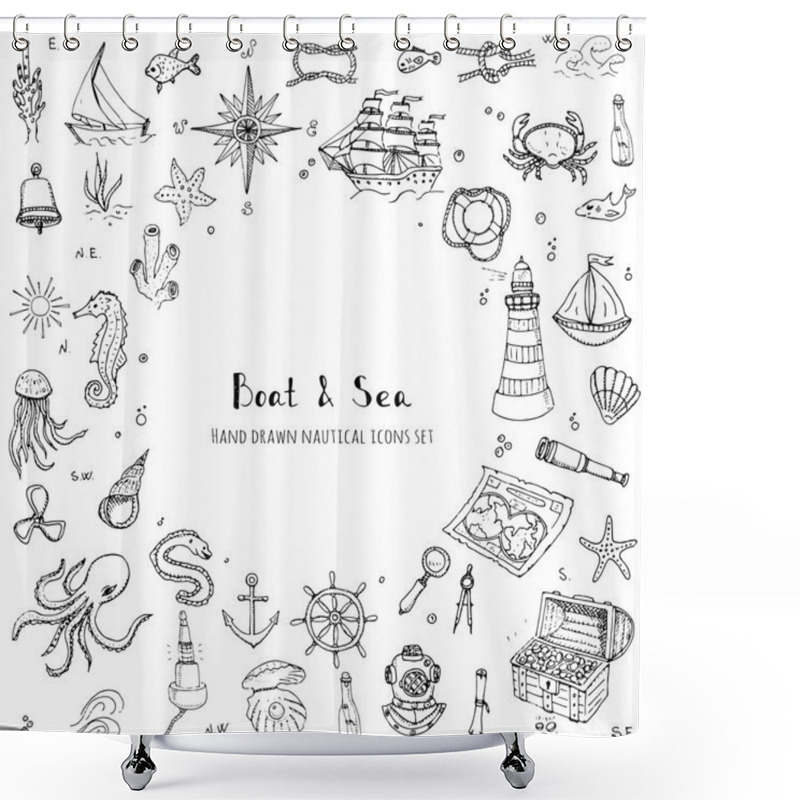 Personality  Boat And Sea Set Shower Curtains