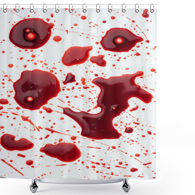 Personality  Top View Of Messy Blood Splashes On White Shower Curtains