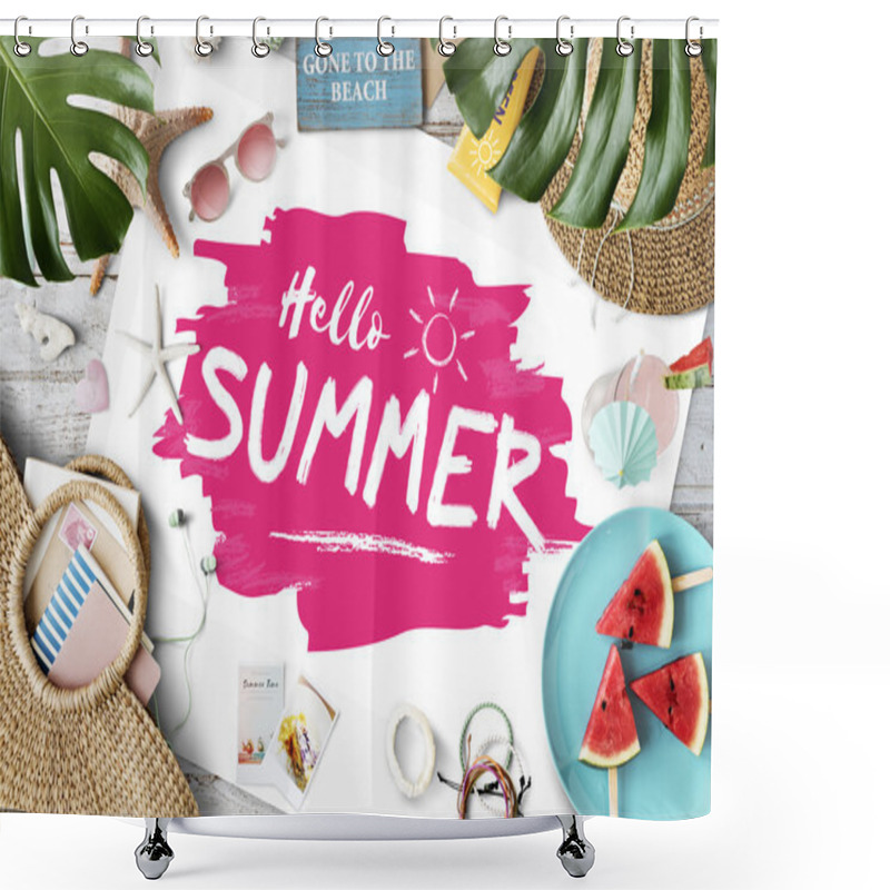 Personality  Hello Summer Travel  Concept Shower Curtains