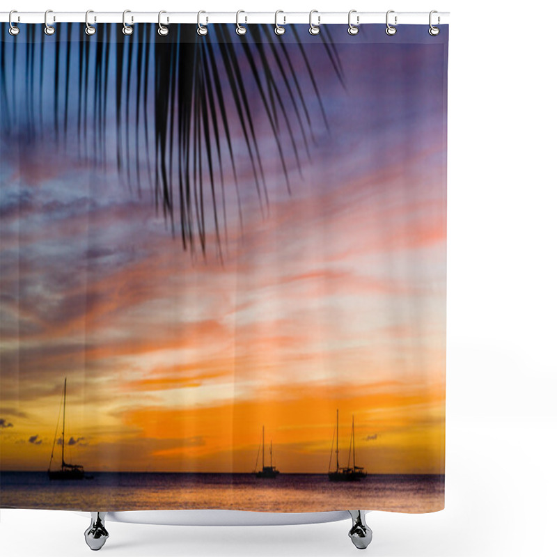 Personality  Sunset Over The Caribbean Sea, Grand Anse Bay, Grenada Shower Curtains