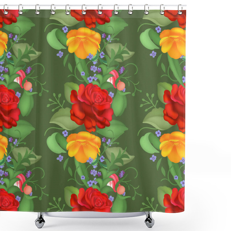 Personality  Seamless Rose Pattern. Vector Illustration Shower Curtains