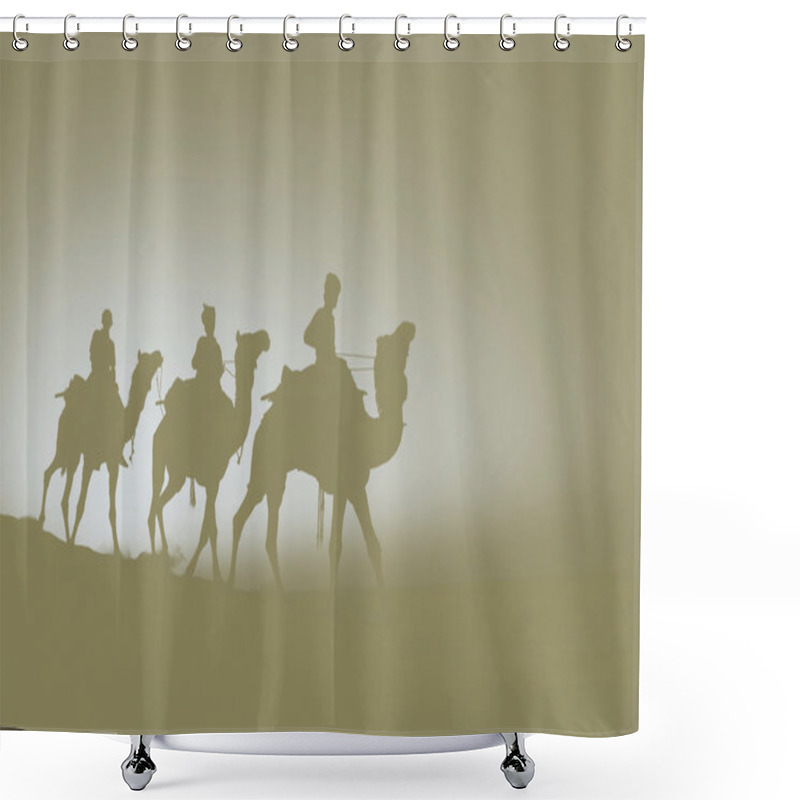 Personality  Men Riding Camels In  Desert  Shower Curtains