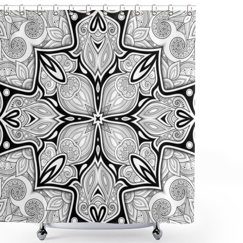 Personality  Monochrome Seamless Pattern With Mosaic Motif Shower Curtains