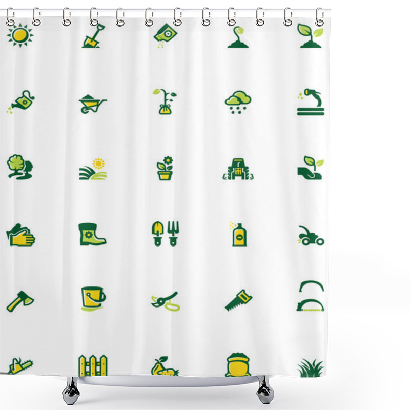 Personality  Vector Gardening Icon Set Shower Curtains