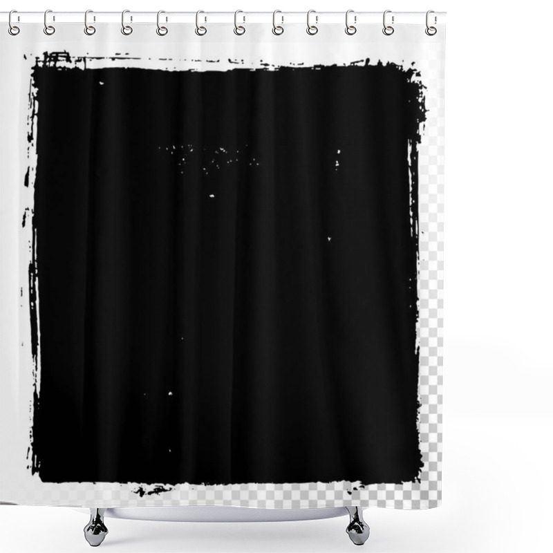 Personality  Square Text Box. Vector Black Oil Stains Isolated On White. Hand Drawn Textured Design Elements. Shower Curtains