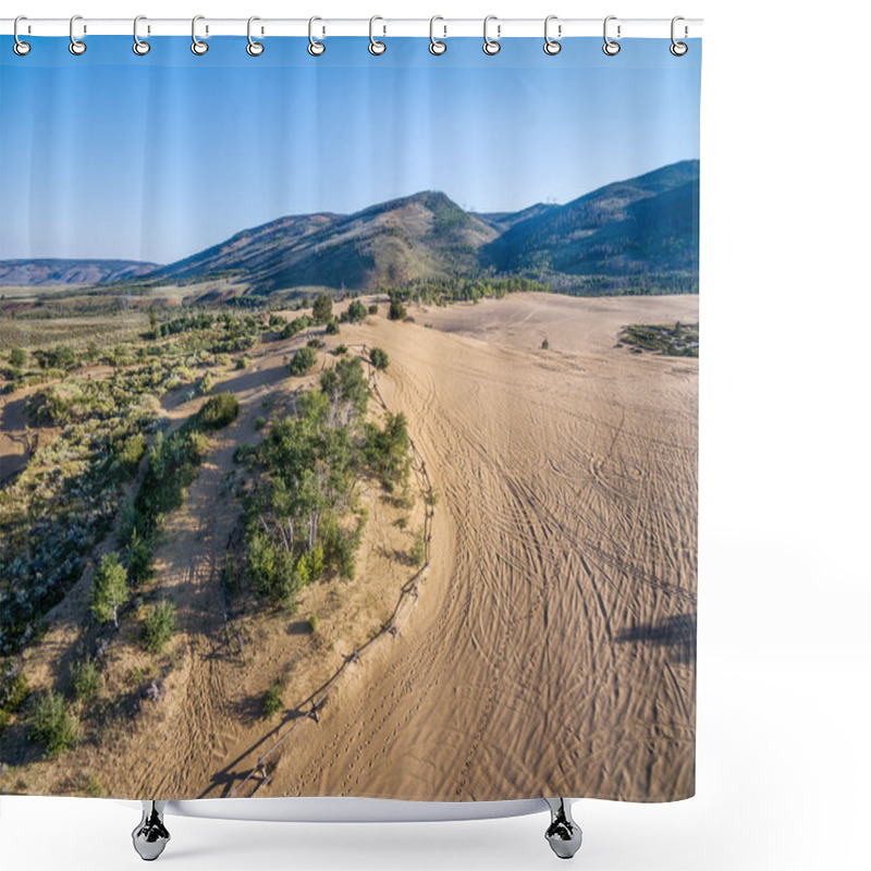 Personality  Footprints And Vehicle Tracks On Sand Shower Curtains