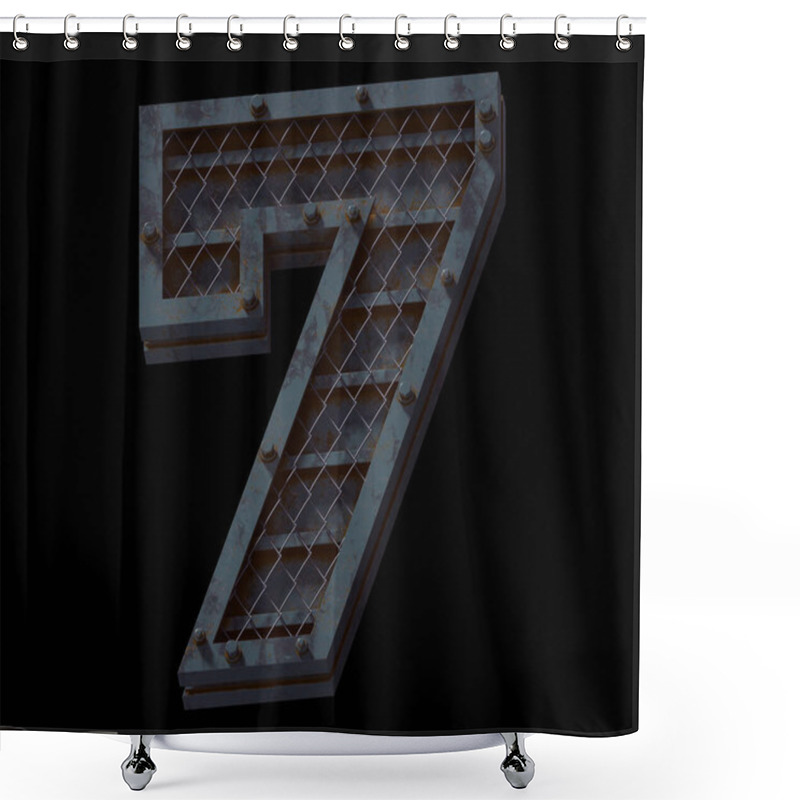 Personality  Heavy Metal Font. Number 7. Shower Curtains