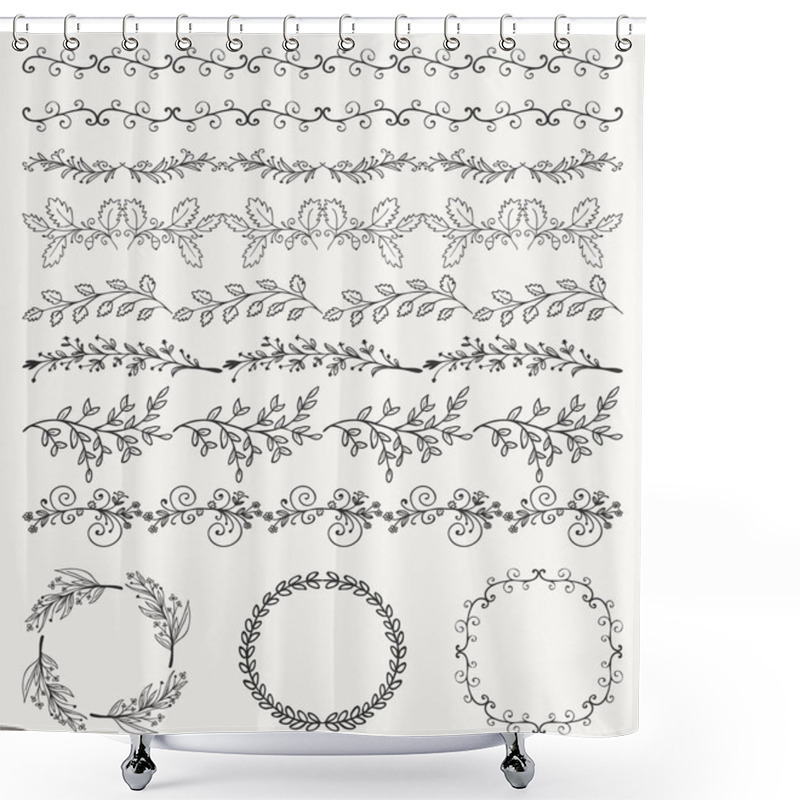 Personality  Hand Sketched Seamless Borders, Frames, Dividers, Swirls Shower Curtains