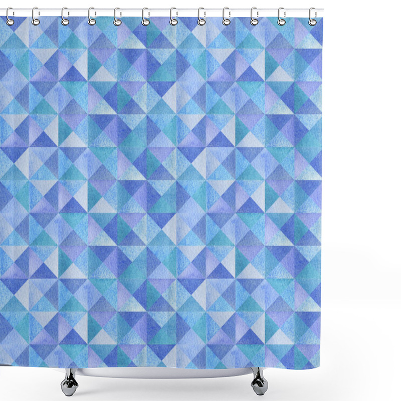 Personality  Mosaic Background, Blue Triangles Shower Curtains