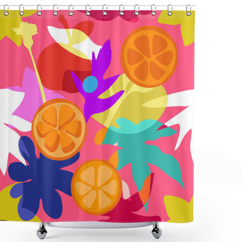 Personality  Seamless Pattern With Fruits, Leaves And Flowers.  Shower Curtains