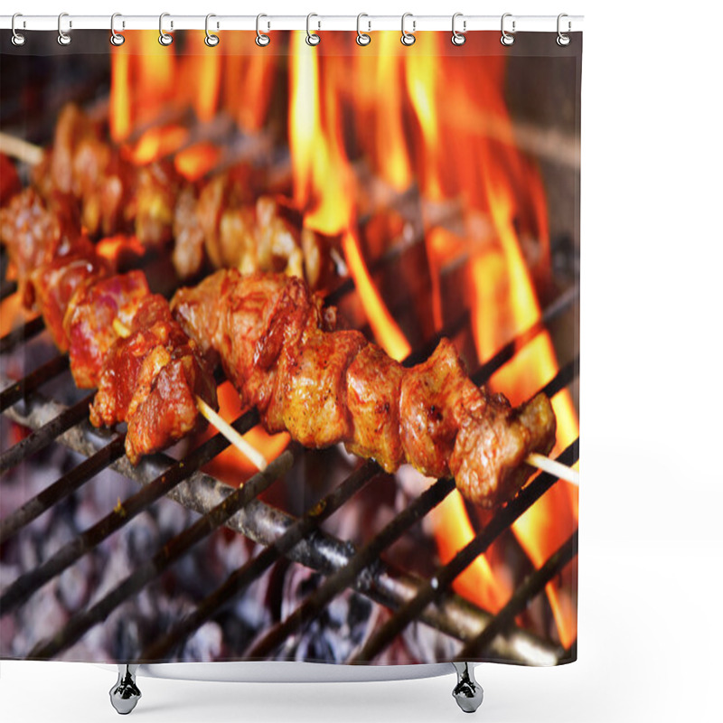 Personality  Meat Skewers In A Barbecue Shower Curtains