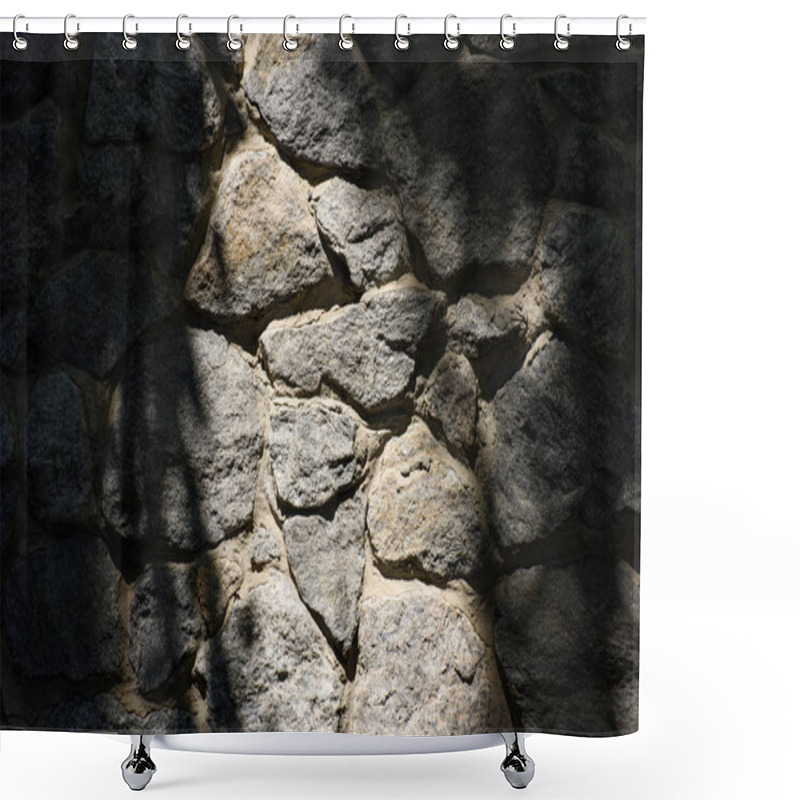 Personality  Full Frame Image Of Stone Wall With Sunlight Background  Shower Curtains