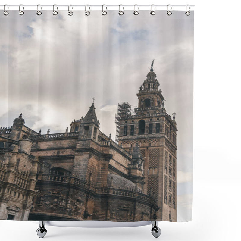 Personality  Old Gothic Seville Cathedral Under Cloudy Sky, Spain Shower Curtains