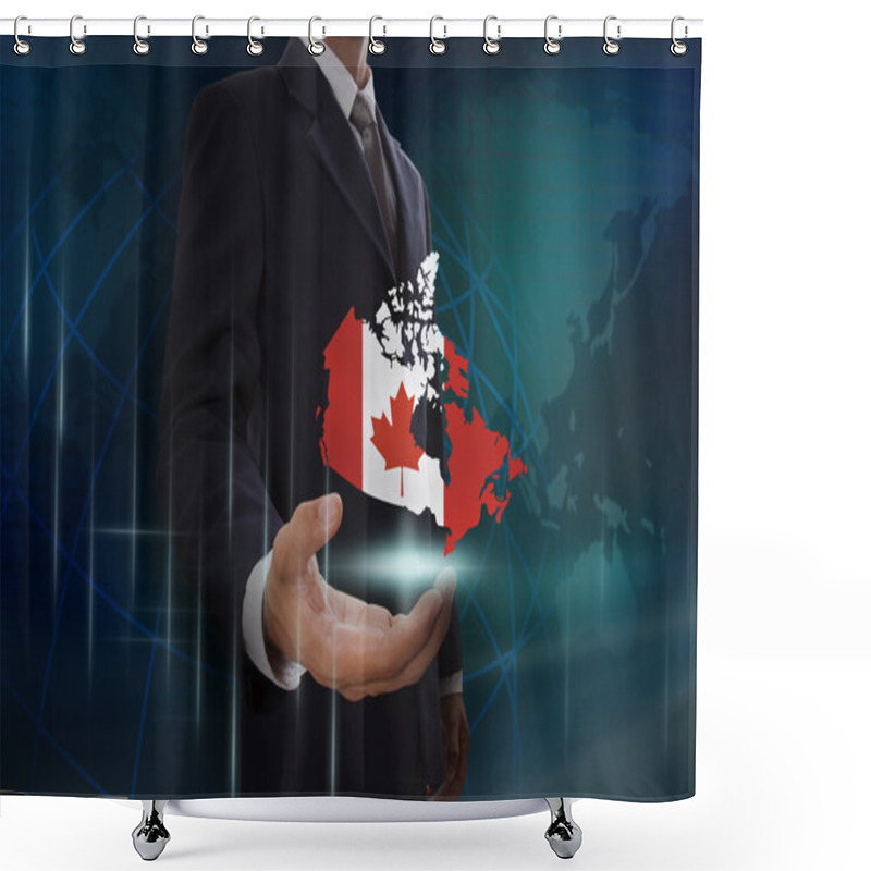 Personality  Businessman Showing Map Of Canada Shower Curtains