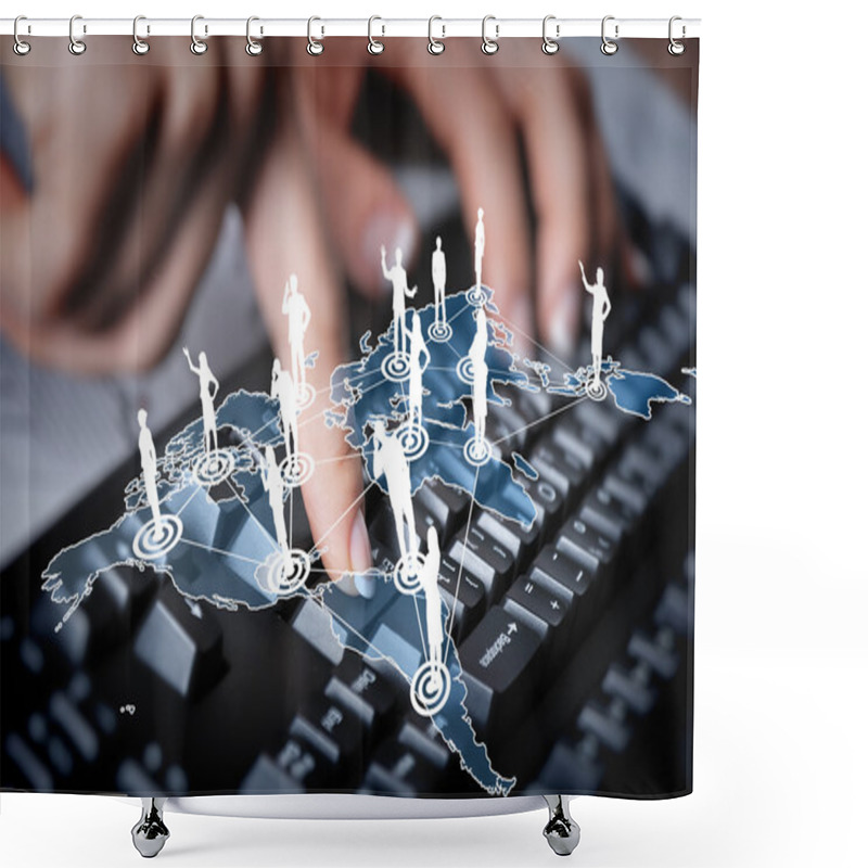 Personality  Computer Keyboard And Social Media Images Shower Curtains