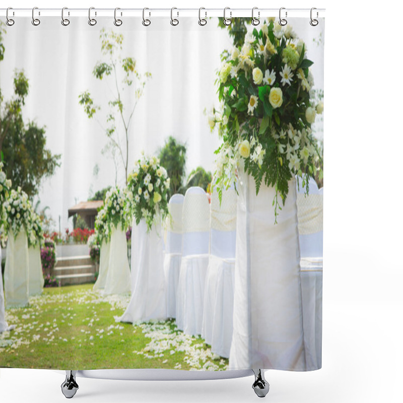 Personality  Wedding Ceremony In A Beautiful Garden Shower Curtains