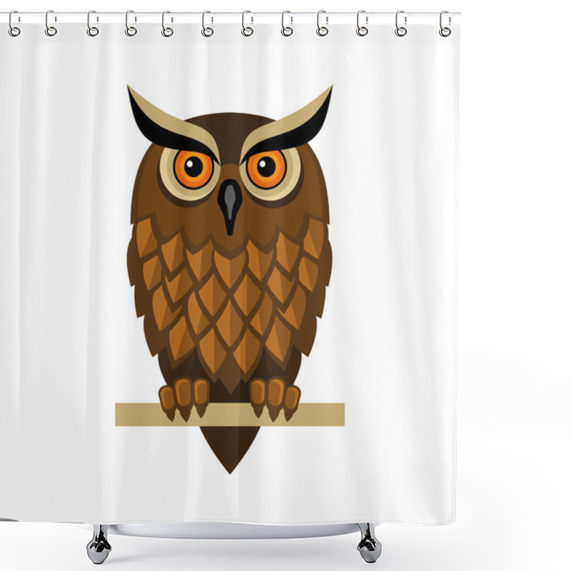 Personality  Owl Isolated On White. Vector Shower Curtains