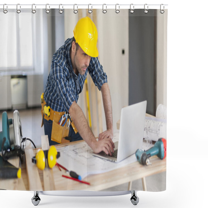 Personality  Hard Working Building Contractor Shower Curtains