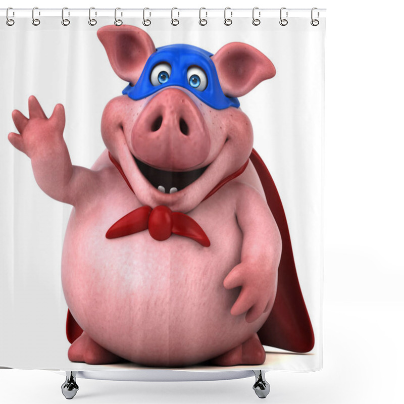 Personality  Pig Wearing Super Hero Costume  Shower Curtains