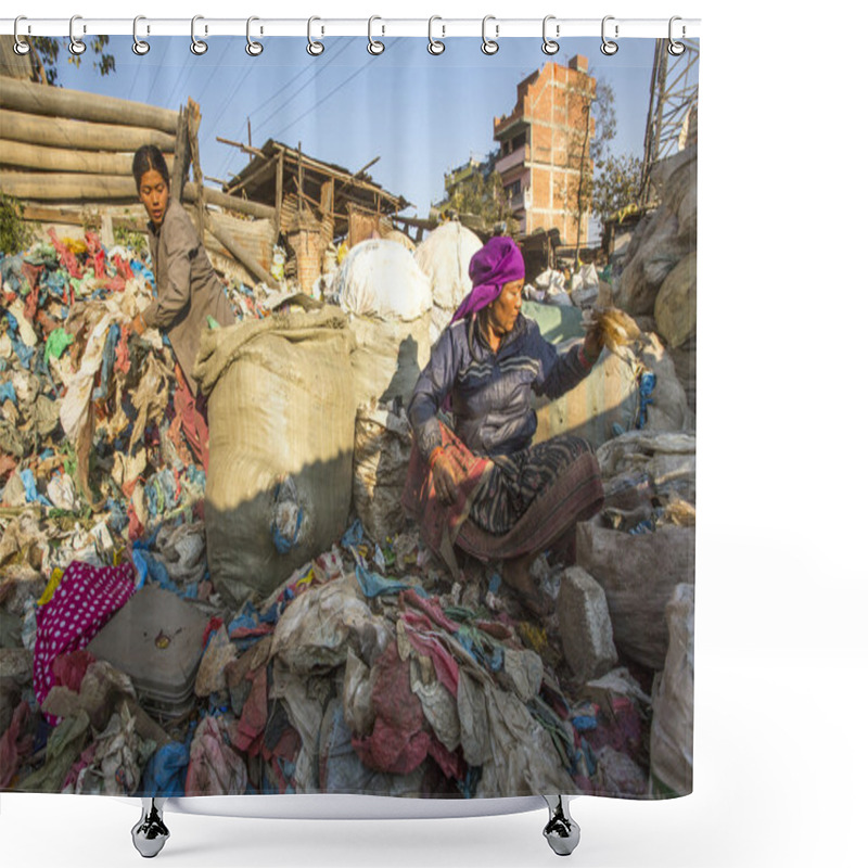 Personality  Poor People On Dump In Kathmandu, Nepal Shower Curtains