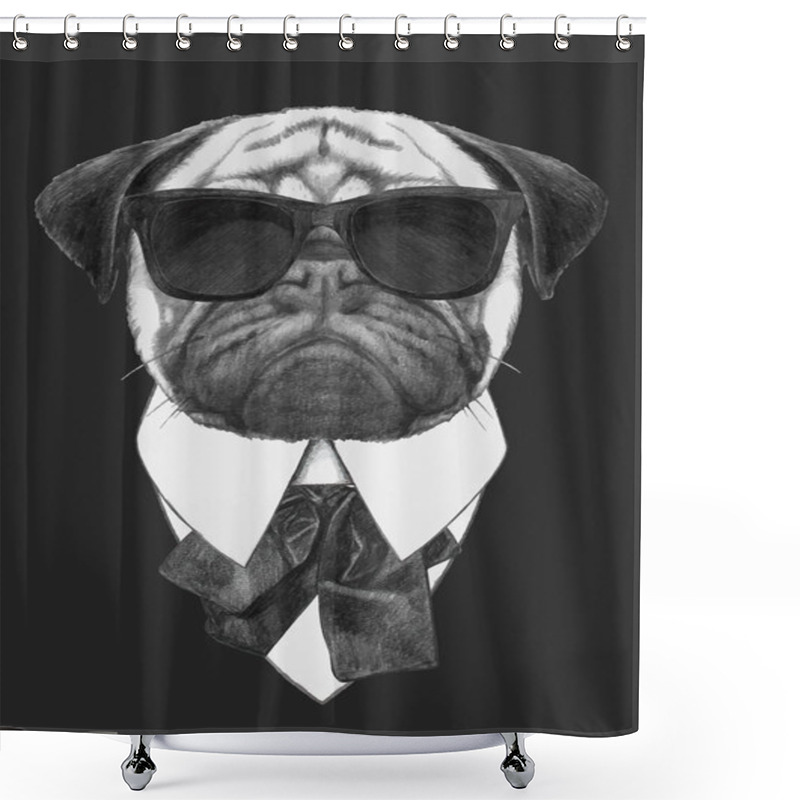 Personality  Pug Dog With Sunglasses Shower Curtains